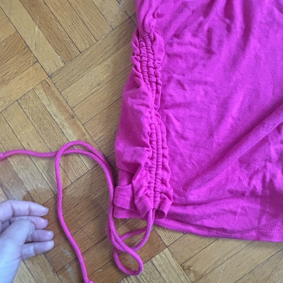 One shoulder pink tank top with sides that can be ruched * accepting offers - Picture 4 of 4